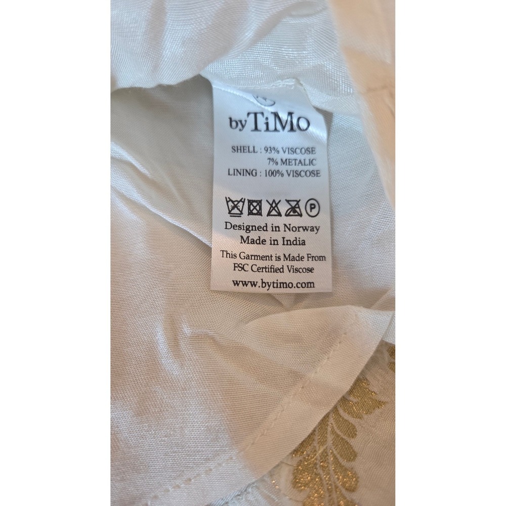 by TiMo White Gold Metallic Floral Brocade Mini Skirt Womens Size S Luxe Elegant - Picture 6 of 13